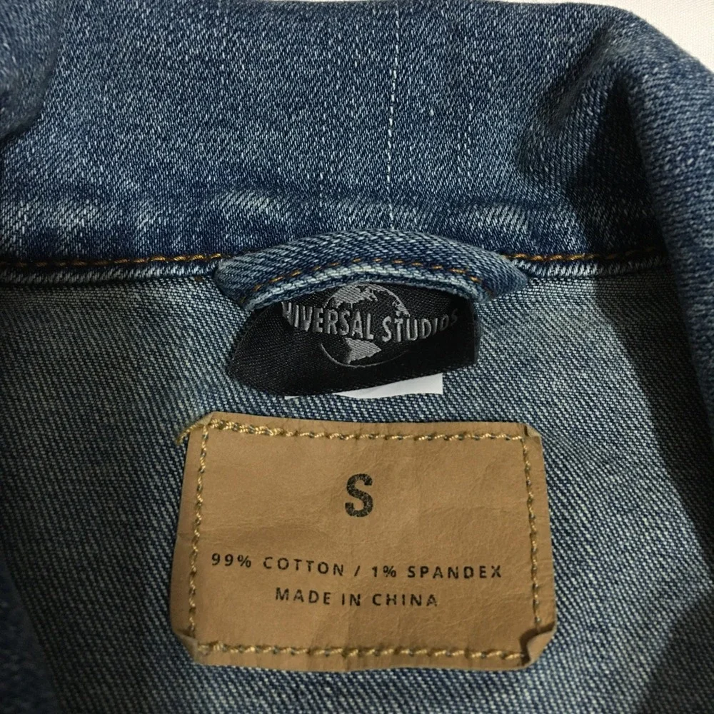 Universal Studios Denim Jacket Men Small Blue Retro Patch Trucker
